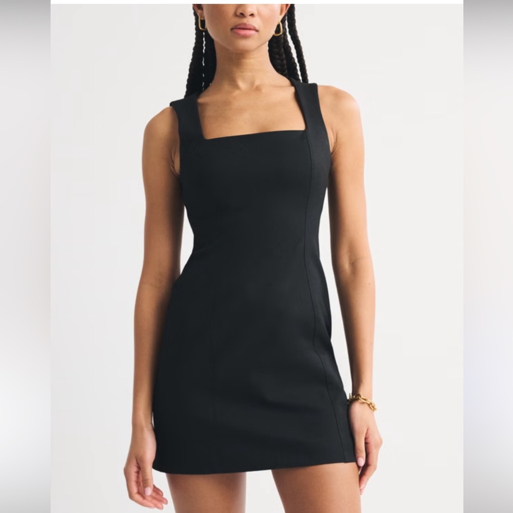 NWT Abercrombie & Fitch Forme Black Linen-Blend Mini Dress in XSmall